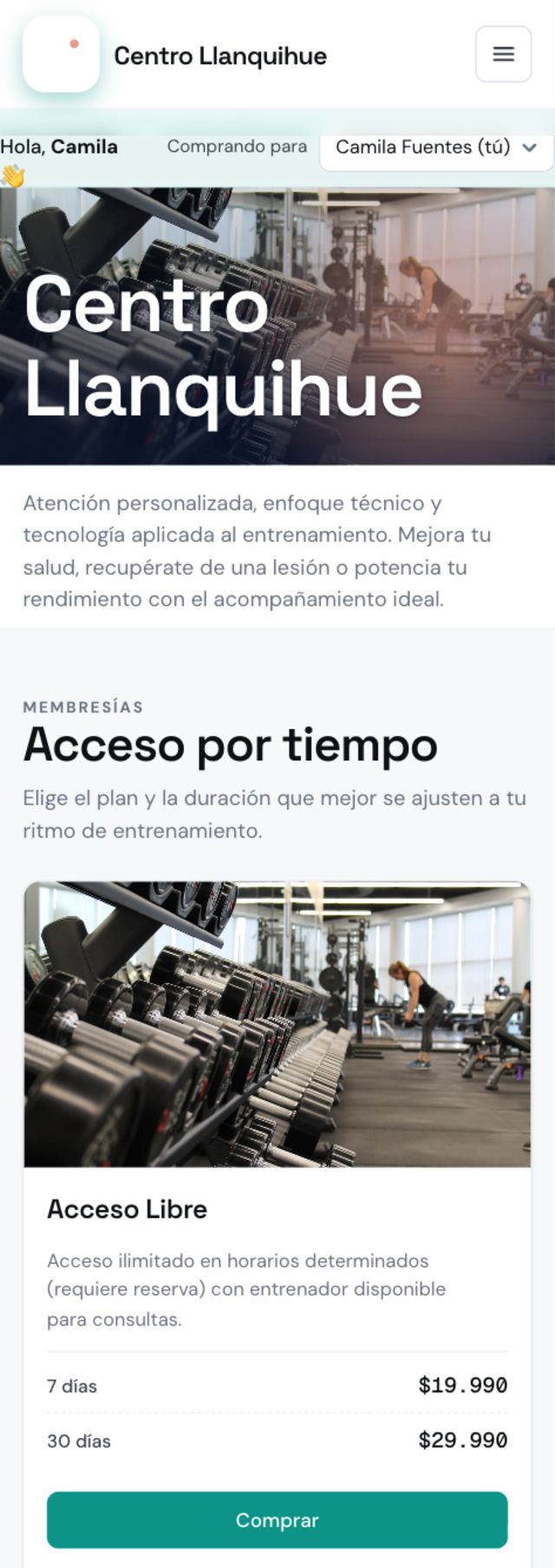 Sitio público en versión móvil